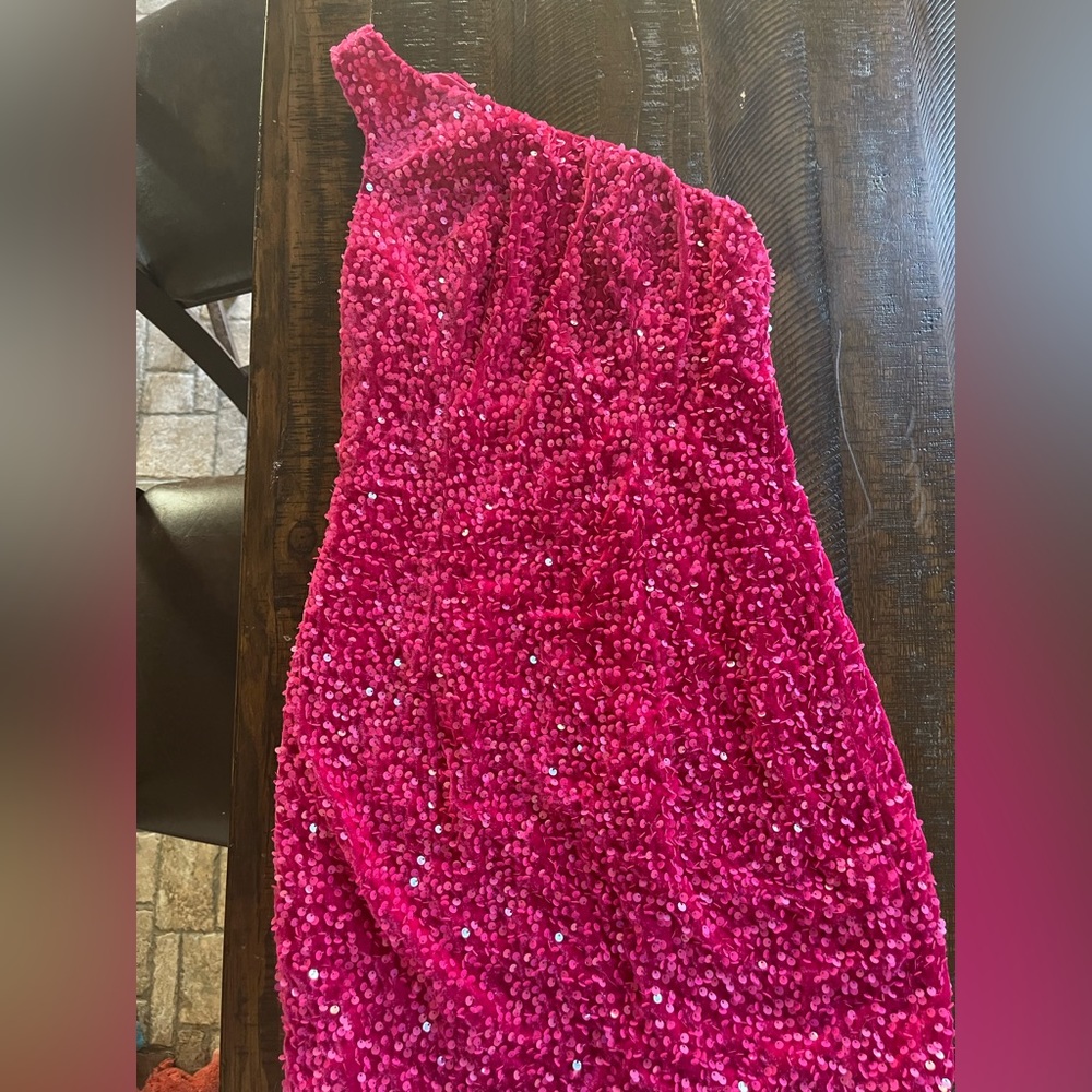 Pink Sequin Homecoming Dress